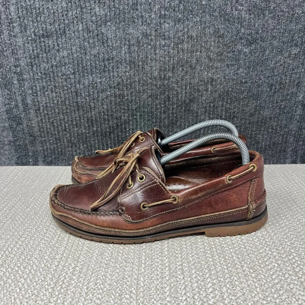 Vintage Gokey Handmade Leather Boat Shoes Brown Vibram Deck Loafer Mens 9 US